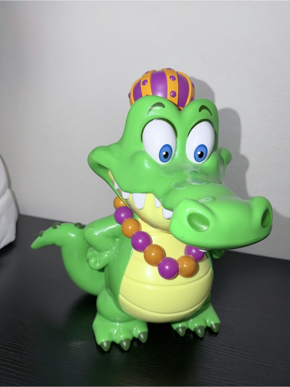 Bright Green Crocodile Action Figure with Purple & Yellow Bead Necklace